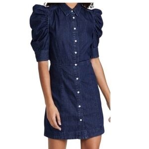 FRAME Gillian Denim Puff Sleeve Dress M